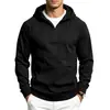 Sudadera con capucha de otoño/invierno para hombre, de color liso, con media cremallera y manga larga, diseño casual con bolsillo tipo canguro, de importación europea y americana.