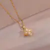 Corea del Sur Dongdaemun Collar Giratorio de Trébol de Cuatro Hojas para Mujer 2024 Nuevo Diseño de Nicho Cadena Clavicular de Alta Calidad Lujo Ligero