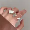 Anel Simples de Prata de Lei S925 Retrô de Nicho Anel Feminino Sem Cor Luxo Leve Sofisticado Anel de Dedo Versátil Anel Aberto