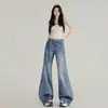Jeans Retro Rectos Micro-Campana Mujer 2026 Primavera Nuevos Pantalones de Pierna Ancha de Cintura Alta Pantalones Campana de Caída Adelgazantes de Cintura Alta