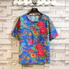 Nueva Camiseta de Manga Corta para Hombre de Verano Estilo Étnico para Hombre Moda Juvenil Flor Grande del Noreste Camiseta de Cuello Redondo