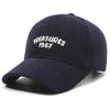 Gorra de béisbol de pana de color liso para otoño e invierno, nueva, informal, sencilla, con letras, lengua de pato, cálida y fría, para hombre y mujer
