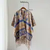 Xale de Cashmere Sintético de Alta Qualidade com Pintura a Tinta Estilo Chinês, Cachecol Quente Versátil para Viagens de Inverno, Manto Espessado