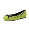 Chica Oxígeno~Pequeños Múltiples Remaches de Moño Dopamina Zapatos de Tacón Bajo 2026 Otoño Sin Cordones Aumento Interno Zapatos de Tacón