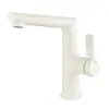 Nuevo grifo para lavabo blanco estilo crema, doble función para agua caliente y fría, tipo extraíble para tocador y gabinete de baño