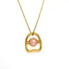 Collar Minimalista de Diseño Irregular con Piedras Preciosas Estilo Francés para Mujer, Colgante de Acero de Titanio Moderno y Sofisticado