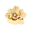 Broche Flor Dourada Pérola Venda Quente Transfronteiriça, Broche de Metal de Luxo de Alta Qualidade, Atacado de Acessórios para Terno e Casaco