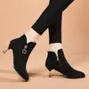 Botines Lisos para Mujer 2026 Otoño/Invierno Nuevo Estilo Punta Fina Tacón Medio Versátiles Forrados de Felpa Botas de Moda Tacón Bajo Botines Elegantes para Mujer