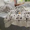 Estilo Coreano Estilo Princesa Algodão Puro Renda Conjunto de Quatro Peças ins Estilo Creme Algodão Lavado Desenho Animado Conjunto de Três Peças para Dormitório Estudantil 4