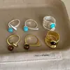 Anel de Pedra Olho de Tigre Turquesa Retro de Luxo Leve Design de Nicho Feminino Anel da Moda Único Tendência