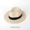 Sombrero de paja de Panamá para mujer, sombrero de sol de verano para hombre con cabeza grande, sombrero de sol transfronterizo para la playa, sombrero de playa para viajar