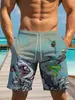 Comercio Exterior Transfronterizo Temu Y2 Verano Pantalones Cortos de Playa para Hombre Deportivos Sueltos Planta Estampado 3D Pantalones Cortos Casuales