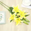 Lírio Simuladp Transfronteiriço 3 Cabeças Multi-Cabeças Atacado Display de Mesa Flor Decorativa Lírio Selvagem Simuladp Buquê de Casamento