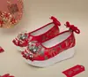Zapatos de Boda Estilo Chino Xiuhe con Escamas Doradas, Zapatos de Boda Nupcial Rojos Tradicionales Hanfu para Mujer, que Aumentan la Altura