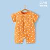 Macacão de verão de seersucker para bebê, fino, de manga curta, algodão jersey para bebê, sem ossos, roupa de escalada para bebê, pijama