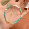 Pulseira de Prata de Lei S925 com Contas Espaçadoras de Pérola de Água Doce Natural e Turquesa, Nova Moda Estilo Chinês Joias de Luxo Leve