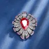 2024 nueva joyería Huabi cobre chapado en oro simulación rojo solo gotas de agua negro oro traje de personalidad 10*15