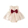 Ropa de Bebé Verano Nuevo Estilo Mameluco para Bebés Niñas, Elegante Mameluco Vestido de Satén y Gasa para Bebé Vestido de Verano