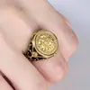 Anillo de león Yihua con circonita de diamante completo estilo punk europeo y americano anillo Rey León dominante de oro de 18 quilates