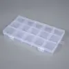 Caixa Plástica Transparente com 15 Compartimentos e Trava Dupla com Fivela Integrada e Fendas para Contas, Equipamentos de Pesca, Material de Papelaria, Ferramentas de Ferragem, Caixa com Compartimentos Anti-Mistura