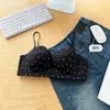 Lencería sin costuras para mujeres con poco busto, realzadora y que hace parecer más grande, sin varillas, con tirantes finos, de lunares, estilo puro y dulce Sujetador