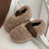 Mocasines de Mujer de Gama Alta con Suela Blanda, Zapatos de Algodón, Bloques de Color Otoño e Invierno Zapatos Peludos Cálidos para Exteriores Padre-Hijo, Zapatos Cálidos de Invierno Padre-Hijo