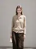 Traje Estilo Old Money Gola Polo Vazada Roupa para Início de Outono Cardigan Elegante Emagrecedor de Manga Longa