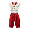 Conjunto de Verano para Niñas 2026 Nuevo Elegante Bebé Mangas Volantes Pantalones Anti-Mosquitos Conjunto de Dos Piezas Ropa Delgada de Verano para Niños