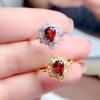 Joyería de Piedras Preciosas Plata 925 Incrustada Granate Natural de Mozambique Anillo Ajustable Versátil Lágrima Dropshipping