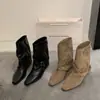 Botín de Tacón Grueso Cuadrado Temporada Primer Encuentro Otoño/Invierno 2026 Nuevo Hebilla de Cinturón Bota de Tobillo Retro Adelgazante Corta Moda