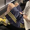 Pantalones Cortos Rayados de Secado Rápido para Hombre, Verano Finos Deportivos de Baloncesto Casuales, Estilo Americano Holgados para Playa, Pantalones de Cinco Puntos para Uso al Aire Libre