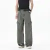 Pantalones anchos deconstruidos con efecto desgastado, pantalones rectos de pierna ancha de moda con múltiples bolsillos hasta el suelo, pantalones de trabajo retro americanos, estilo urbano holgado para hombre
