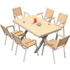 Mesa de Barbacoa del Patio Familiar Moe, Mesas y Sillas de Plástico y Madera para Jardín al Aire Libre, Parrilla de Carbón y Eléctrica Comercial para Exteriores, Ocio al Aire Libre de Madera Maciza