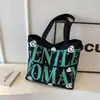 Nova Bolsa Fashion de Letras Versátil Grande Capacidade Bolsa Tote para Estudante Feminina Bolsa de Lona Bolsa Grande Capacidade