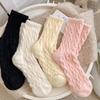 Calcetines australianos de terciopelo trenzado para niños, calcetines de otoño e invierno de color sólido simples para el suelo, calcetines suaves cerosos cálidos para dormir en casa con forro polar