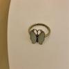 Anillo Abierto de Mariposa y Flor con Goteo de Aceite de Lujo Ligero Antiguo de Alta Gama para Mujer, Anillo de Moda Único