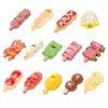 Espetos de comida de brinquedo simulados acessórios de churrasco de resina cola de creme materiais de artesanato DIY decorações miniaturas de casa de boneca