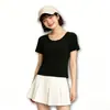 Nueva Camisa de Mujer de Verano 2026 Simple de Alta Elasticidad, Camiseta de Manga Corta de Color Sólido, Estilo Básico Versátil Simple para el Viaje Diario