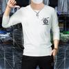 Nueva Camiseta de Manga Larga para Hombre 2024, Cuello Redondo, Top Cómodo y Versátil para Hombre, Camiseta Básica, Corte Ajustado, Moderna y Elegante Europea