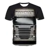 Exportação Transfronteiriça Venda Quente Verão Novo Caminhão Pesado Masculino Esportivo Manga Curta Impressão 3D Pulôver Casual Moda Camiseta