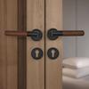 Manija de Puerta de Aleación de Zinc Dividida con Mango de Madera, Negro Dorado, Suministro Transfronterizo, Manija, Herrajes para Puertas y Ventanas