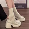 Zapatos de Mujer de Talla Grande Jin Bukang-Zapatos Individuales Lefu de Suela Gruesa Aumentada para Mujer Primavera y Otoño Zapatos Mary Jane de Cuero de Tacón Grueso de Un Paso