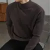 Suéter de punto grueso, cuello medio alto, acanalado para otoño e invierno, moderno y versátil, suéter de manga larga tipo pullover estilo coreano para hombre