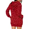 9749#2021 otoño nuevo Amazon Europa y Estados Unidos vestido de chalecos de manga larga para mujer falda con capucha estampada navideña