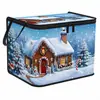 Caja de almacenamiento estilo invierno europeo y americano nevado, casa de madera navideña, caja de almacenamiento popular para dulces y artículos varios, acogedora casa de caña para decoración navideña