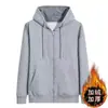 Suéter con capucha y cremallera para hombre, otoño e invierno, nuevo, con forro polar, grueso, informal, de talla grande, chaqueta tipo cárdigan deportiva gris