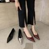 Sapatos de Salto Alto Femininos Cor Nude Couro Macio Salto Agulha Bico Fino Base Macia Francês Gentil Sapatos para Combinar com Saia Salto Baixo Sapatos de Camada Única para Mulheres
