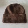 Gorro de punto de estilo coreano de moda para otoño e invierno, combina con todo, con etiqueta de lana y letra L, gorro de lana de doble capa, orejeras cálidas para mujer