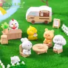 Carrito de Café Lindo Creativo Camping Muñeco de Animal Pequeño Casa de Muñecas Paisajismo Decoración DIY Accesorios Adornos en Miniatura