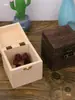 Caja de Almacenamiento Cuadrada con Cerradura de Madera Maciza para Joyería, Escritorio, Madera de Paulownia Quemada Vintage, Caja de Regalo Grabada, Estudio